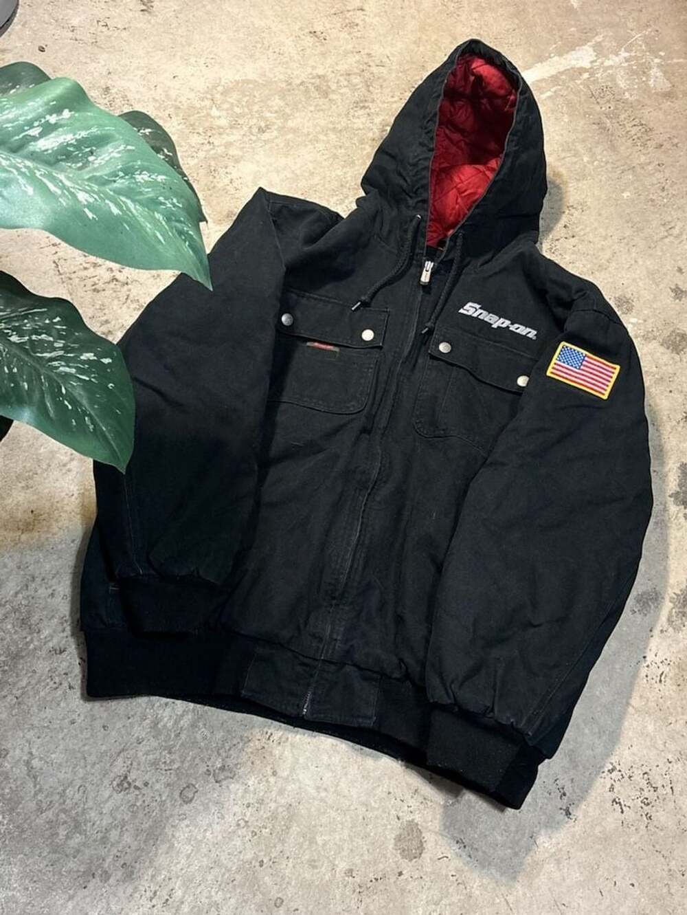 Snap-on Tools Heavy Canvas Quilted Lined Hooded Work Jacket